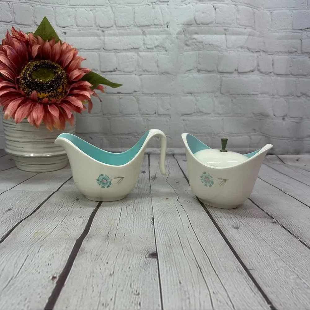 vintage Boutonniere by Taylor, Smith & T creamer and sugar set with lid